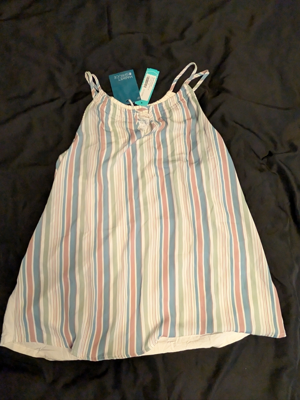Girls Striped Spaghetti Strap Tank Top - Pastel Stripe